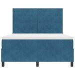 vidaXL Lit à ressort LED avec matelas Bleu foncé 160 x 200 cm Velours