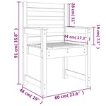 vidaXL Chaises de jardin 2 Pièces blanc 60x48x91 cm bois massif de pin