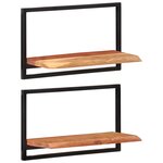 vidaXL Étagères murales 2 Pièces 60x25x35 cm Bois d'acacia et acier