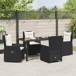 Ensemble de salle à manger de jardin 5 pièces vidaXL Noir Poly Rotin