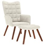 vidaXL Chaise de relaxation avec tabouret crème velours