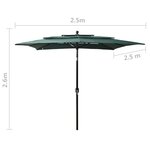 vidaXL Parasol de jardin à 3 niveaux avec mât en aluminium vert