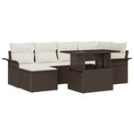 vidaXL Ensemble de canapé de jardin 7 Pièces Marron Poly rotin