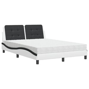 vidaXL Lit avec matelas blanc et noir 140x200 cm similicuir