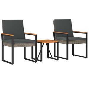 vidaXL Ensemble de meubles d'extérieur 3 Pièces Gris et Gris foncé