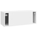 vidaXL Meuble TV mural Montage mural Blanc brillant 78 5 x 31 x 30 cm