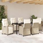 vidaXL Ensemble de salle à manger pour jardin 7 Pièces Beige polyrotin