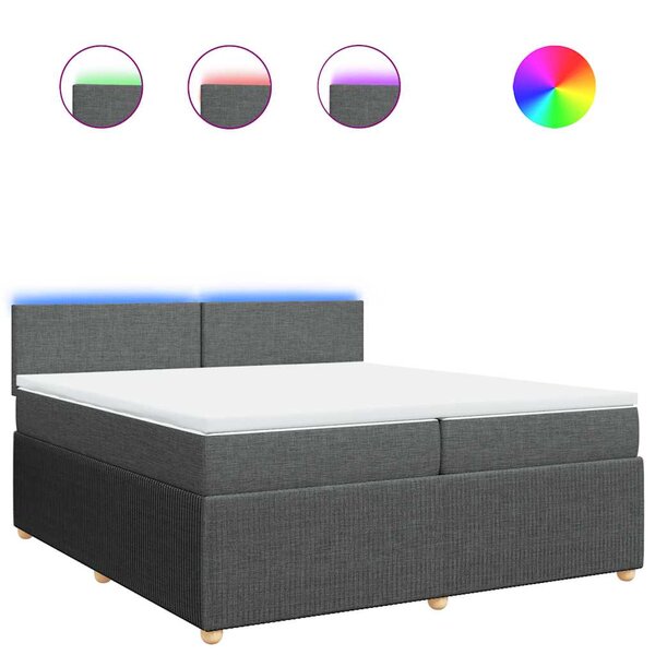 vidaXL Sommier à lattes de lit avec matelas Gris foncé 200x200cm Tissu