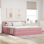 vidaXL Lit de rangement LED avec matelas Rose 200 x 200 cm Velours