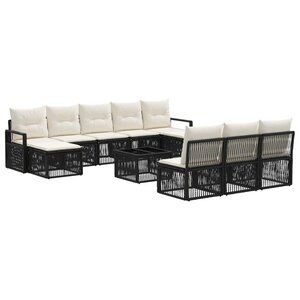 vidaXL Ensemble de canapé de jardin 11 Pièces Noir polyrotin