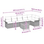 vidaXL Ensemble de canapé de jardin 7 pièces avec coussins noir Poly Rattan Acacia
