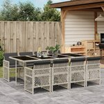 vidaXL Ensemble à manger de jardin et coussins 9 Pièces gris clair rotin