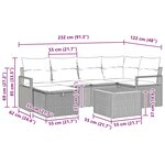 vidaXL Ensemble de canapé de jardin avec coussin 7 Pièces Gris Poly rotin