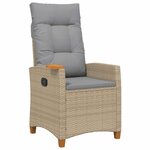 vidaXL Chaise inclinable avec plateau à thé polyrotin