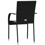 vidaXL Chaises empilables d'extérieur lot de 6 Résine tressée Noir
