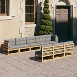 vidaXL Salon de jardin 8 Pièces avec coussins Bois de pin massif