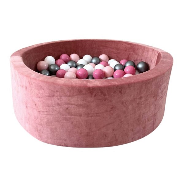 Piscine à balles en velours 90 cm rose + 200 balles