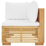 vidaXL Canapé d'angle de jardin et coussins crème Bois de teck massif