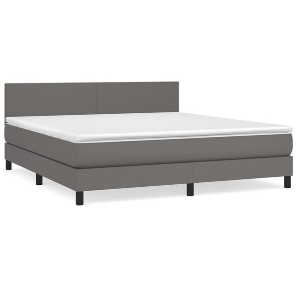 vidaXL Sommier à lattes de lit avec matelas Gris 160x200 cm Similicuir