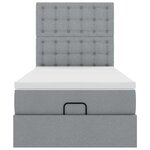 vidaXL Lit ottoman avec matelas et LED gris clair 90x200 cm tissu