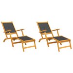 vidaXL Chaises longues d'extérieur lot de 2 Acacia massif et textilène