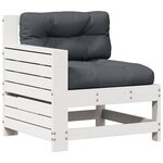 vidaXL Salon de jardin 7 Pièces avec coussins blanc bois de pin massif