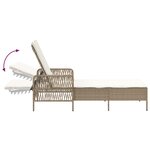 vidaXL Lounge de Soleil Beige et crème Rotin PE 157 x 55 x 92 cm Pliable