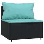 vidaXL Salon de jardin 4 Pièces avec coussins Noir Résine tressée