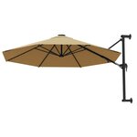 vidaXL Parasol mural avec mât métallique 300 cm Taupe