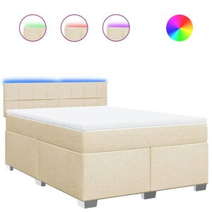 vidaXL Sommier à lattes de lit avec matelas Crème 160x200 cm Tissu