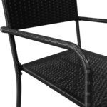 vidaXL Chaise à dîner de jardin empilable lot de 4 noir résine tressée
