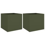 vidaXL Jardinières 2 Pièces vert olive 49x47x46 cm acier