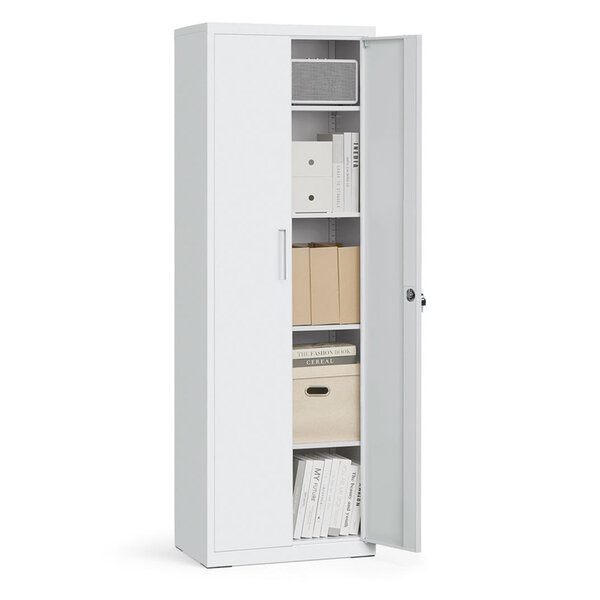 Armoire de rangement en acier placard de bureau à 5 niveaux double porte meuble de rangement pour garage bureau robuste gris 12_0003985