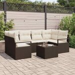 vidaXL Ensemble de canapé de jardin 7 Pièces Marron et Crème
