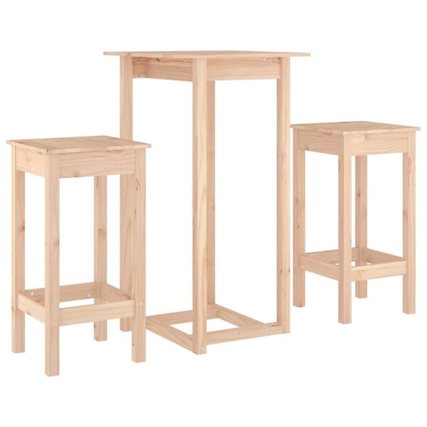 vidaXL Ensemble de bar 3 Pièces Bois de pin massif
