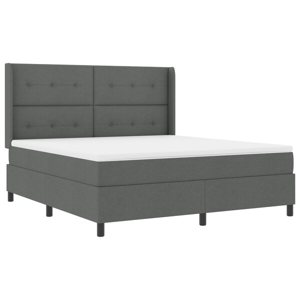 vidaXL Lit Box Spring avec Matelas et LED Gris Foncé 180x200 cm Tissu