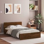vidaXL Cadre de lit avec tête de lit et LED chêne marron 140x200 cm
