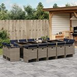 vidaXL Ensemble à manger de jardin avec coussins 15 Pièces résine tressée