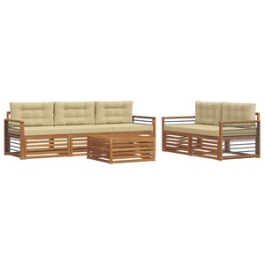 vidaXL Ensemble de canapés d'extérieur 6 pc Naturel et Beige