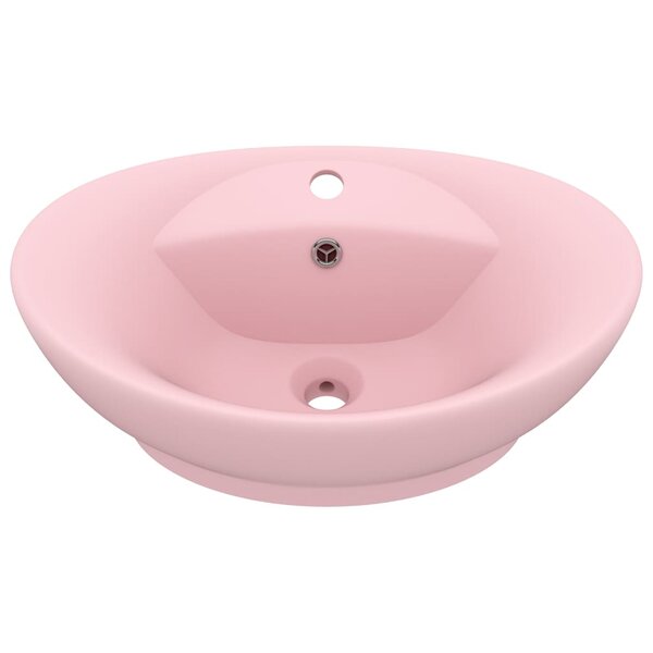 vidaXL Lavabo ovale de luxe à trop-plein Rose mat 58 5x39 cm Céramique