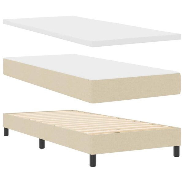 vidaXL Lit avec sommier à ressort et matelas Crème 100x200 cm Tissu