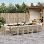 vidaXL Ensemble à manger de jardin et coussins 17 Pièces beige