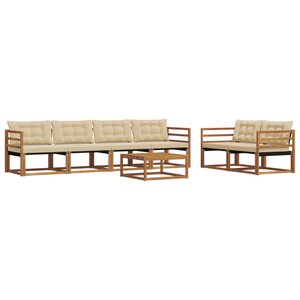 vidaXL Ensemble de canapés d'extérieur 7 pc Naturel et Beige