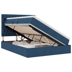 vidaXL Lit avec rangement et matelas Bleu 140 x 200 cm tissu