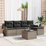 Ensemble de canapés de jardin 5 pièces avec coussins en rotin noir vidaXL