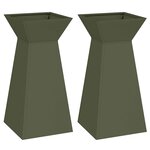 vidaXL Jardinière à pilier 2 Pièces Olive 35 x 35 x 73 cm Acier