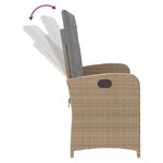 vidaXL Banc inclinable de jardin avec coussins beige résine tressée