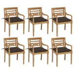vidaXL Chaises Batavia avec coussins 6 Pièces Bois de teck solide