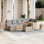 vidaXL Salon de jardin avec coussins 8Pièces mélange beige résine tressée