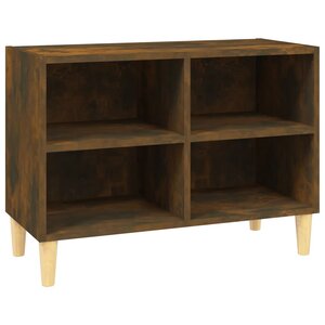 vidaXL Meuble TV avec pieds en bois massif Chêne fumé 69 5x30x50 cm